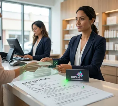 Entorno de retail moderno con personal operativo trabajando de forma íntegra